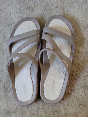 Women's Neutral Taupe Slip-On Sandals